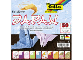 Vouwblaadjes Folia 80gr 15x15cm 50 vel 2-zijdig Japan 10 designs ass