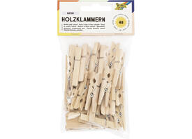 Wasknijper Folia 48 stuks drie formaten hout
