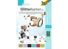 Glitterkarton Folia 174x245mm 6 vel basis assorti