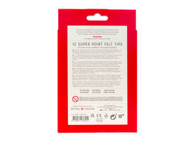 Viltstift Bruynzeel Super Point met witte wisstift assorti 12 stuks