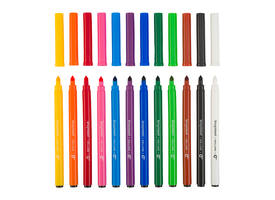 Viltstift Bruynzeel Super Point met witte wisstift assorti 12 stuks