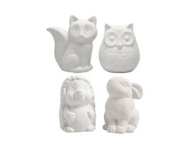 Dierenspaarpot Creativ terracotta 4st  uil vos haas en egel 9-10cm wit