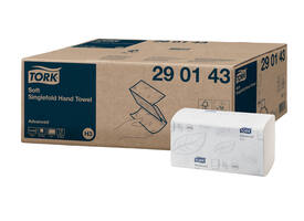 Handdoek Tork H3 Advanced singlefold 2-laags 226x230mm 15x250 vel wit 290143