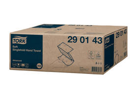 Handdoek Tork H3 Advanced singlefold 2-laags 226x230mm 15x250 vel wit 290143