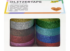 Plakband Folia glitter 5mx15mm 10 stuks 10 kleuren