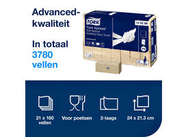 Handdoek Tork H2 Xpress Advanced multifold 2-laags 213x240mm 21x180 vel naturel 130299