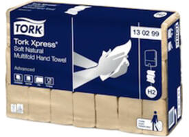 Handdoek Tork H2 Xpress Advanced multifold 2-laags 213x240mm 21x180 vel naturel 130299