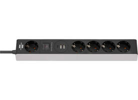 Stekkerdoos Brennenstuhl 5vdig 1+2 USB C Power Delivery 1.5m grijs/zw