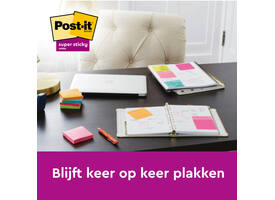 Memoblok Post-it 655 Super Sticky 76x127mm neon geel 12 stuks