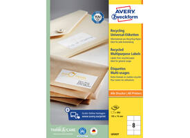 Etiket Avery LR3427-100 105x74mm recycled wit 800 stuks