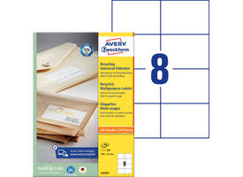 Etiket Avery LR3427-100 105x74mm recycled wit 800 stuks