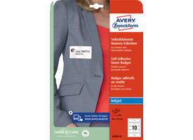 Naambadge etiket Avery J4785-20 80x50mm wit 200 stuks