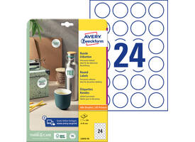 Etiket Avery L3415-10 rond 40mm wit 240 stuks