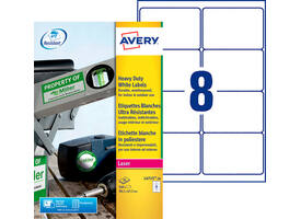 Etiket Avery L4715-20 99.1x67.7mm weerbestendig wit 160 stuks