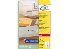 Etiket Avery L4772-25 99.1x42.3 mm transparant mat 300 stuks