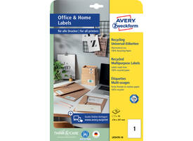 Etiket Avery LR3478-10 210x297mm recycled wit 10 stuks