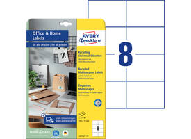 Etiket Avery LR3427-10 105x74 mm recycled wit 80 stuks