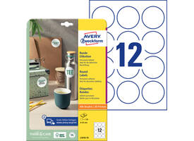 Etiket Avery L3416-10 rond 60mm wit 120 stuks