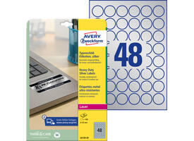 Etiket Avery L6129-20 rond 30mm zilver 960 stuks