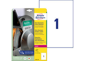 Etiket Avery L7917-10 210x297mm polyethyleen wit 10 stuks