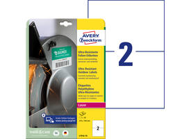 Etiket Avery L7916-10 210x148mm polyethyleen wit 20 stuks