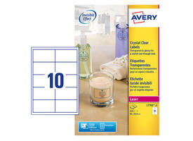 Etiket Avery L7783-25 96x50.8mm transparant 250 stuks