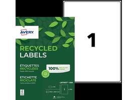 Etiket Avery LR7167-100 199.6x289.1mm recycled wit 100 stuks