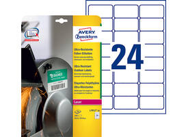 Etiket Avery L7912-10 63.5x33.9mm polyethyleen wit 240 stuks