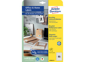 Etiket Avery LR3666-10 38x21.2mm recycled wit 650 stuks