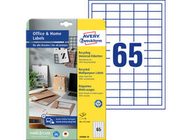 Etiket Avery LR3666-10 38x21.2mm recycled wit 650 stuks