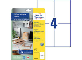 Etiket Avery LR3483-10 105x148mm recycled wit 40 stuks