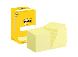 Memoblok Post-it 654 76x76mm geel 12 stuks