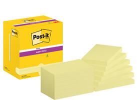 Memoblok Post-it 655 Super Sticky 76x127mm Canary yellow 12 stuks