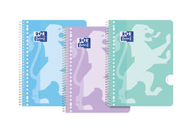 Collegeblok Oxford School A4+ lijn 23-gaats 160 pagina's 80gr pastel assorti 3 stuks