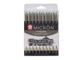 Fineliner Sakura Pigma Micron set à 10 schrijfbreedtes zwart