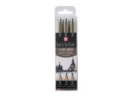 Fineliner Sakura Pigma Micron set à 3 schrijfbreedtes breed zwart