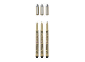 Fineliner Sakura Pigma Micron set à 3 schrijfbreedtes breed zwart
