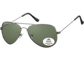 Zonnebril Montana met groen G15 gepolariseerd glas staalkleurig
