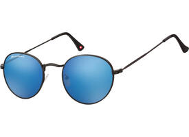 Zonnebril Montana met Revo blauw rond glas metaal mat zwart