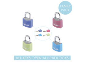 Hangslot MasterLock 4 assorti alu 20mm 4 stuks