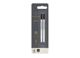 Rollerpenvulling Parker Quink medium zwart blister à 2 stuks