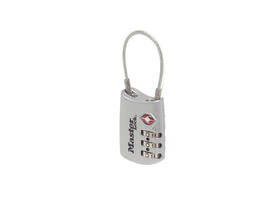 Hangslot Masterlock 3-cijfer combinatie TSA met kabel assorti in willekeurige kleur 30mm
