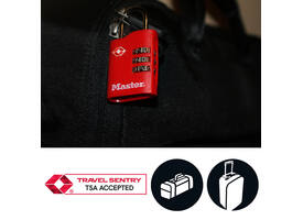 Hangslot Masterlock 3-cijfer combi TSA set van 2 sloten assorti in willekeurige kleur 30mm 2 stuks