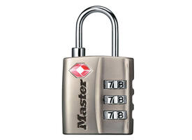 Hangslot Masterlock 3-cijfer combinatie TSA nikkel 30mm