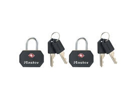 Hangslot Masterlock 2 gelijksluitend aluminium TSA zwart 30mm 2 stuks
