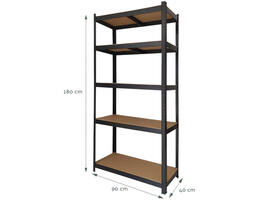 Stellingkast BRASQ 5 borden 90x40x180cm SU175 max 875 KG zwart