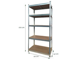 Stellingkast BRASQ 5 borden 90x40x180cm SU175 max 875 KG zilver