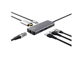Adapter Trust Dalyx 6-in-1 USB-C multipoort grijs