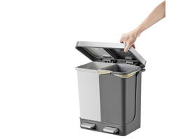 Pedaalemmer EKO Hana Duo Recycling 2x10 liter grijs wit