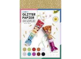 Glitterpapier Folia 1-zijdig 24x34cm 170gr 10 vel assorti
